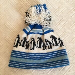 Kids Penguin Knit Beanie - Blue and Black